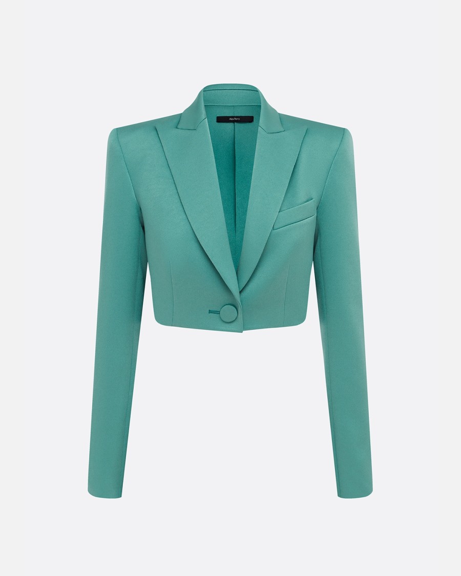 Online Crop Blazer In Satin Crepe Blazers