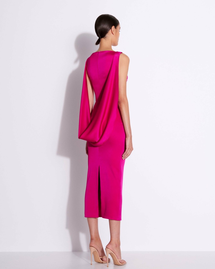 Online Drape Back Dress In Satin Crepe Dresses