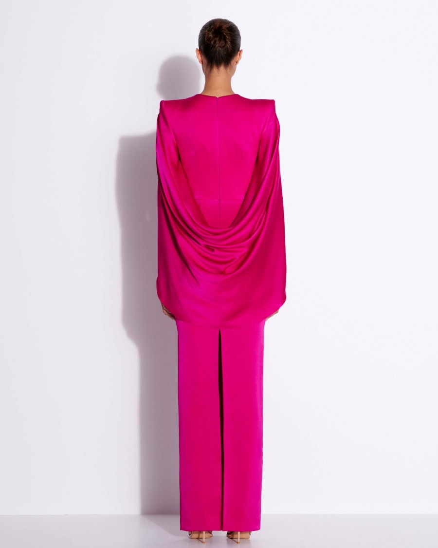 Clearance Cape Column In Satin Crepe Gowns