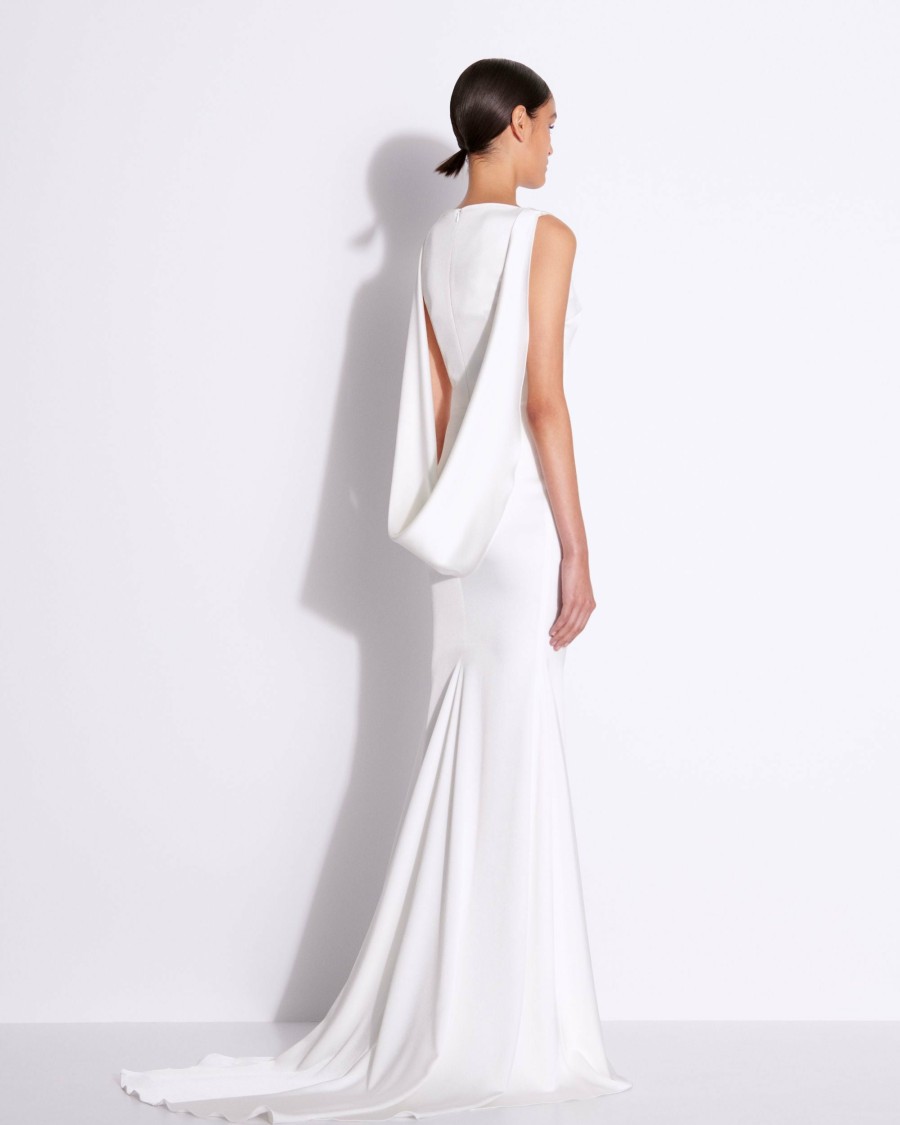 Hot Drape Back Gown In Satin Crepe Gowns