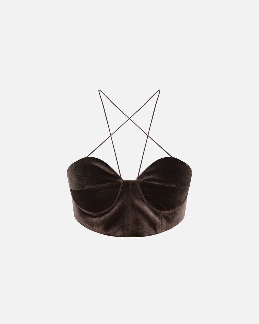 Hot Sweetheart Cup Bra Top In Velvet Shirts & Tops