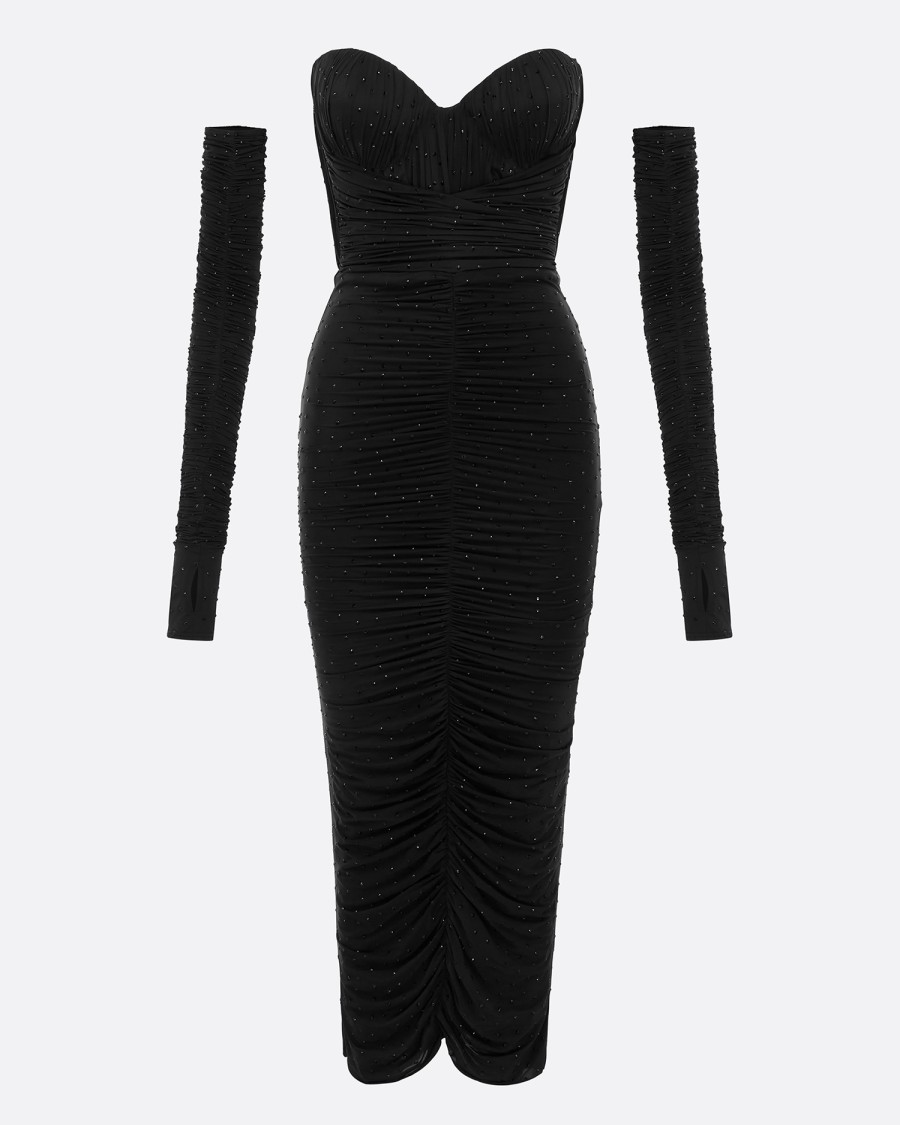 Hot Ruched Strapless Wrap Cup Dress In Crystal Jersey Dresses