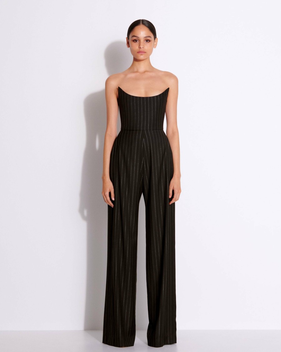 Online Strapless Jumpsuit In Lurex Pinstripe Catsuits & Jumpsuits