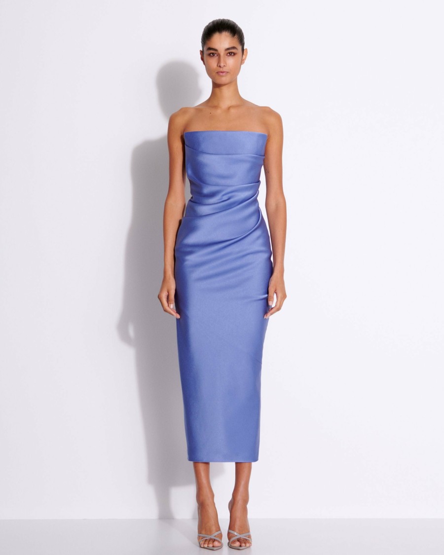 Hot Strapless Draped Dress In Satin Crepe Dresses