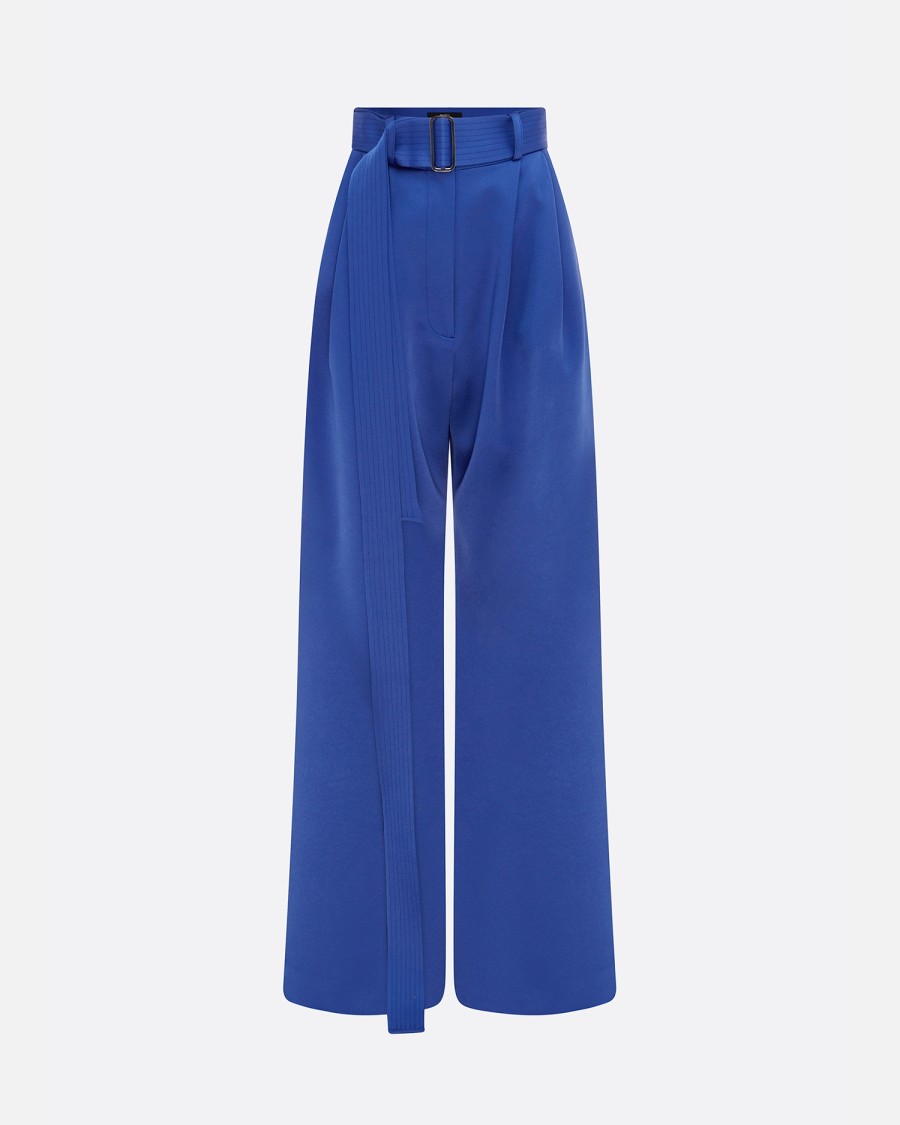 Online Pleat Trouser With Belt In Satin Crepe Trousers & Shorts