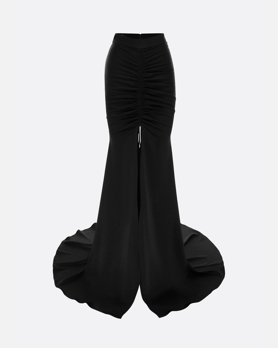 Hot Ruched Long Skirt In Satin Crepe Skirts