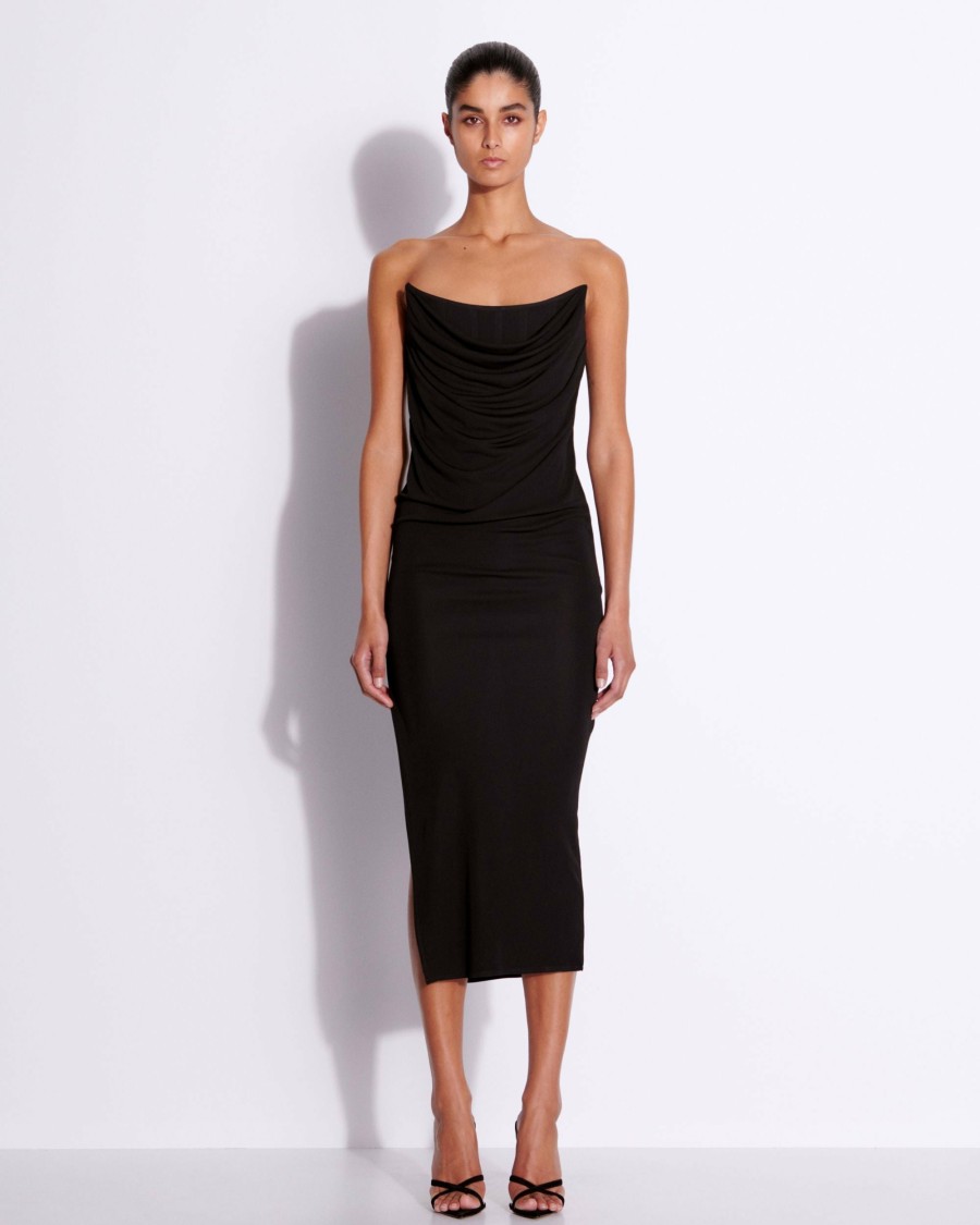 Hot Layered Strapless Drape Corset Dress In Viscose Jersey Dresses