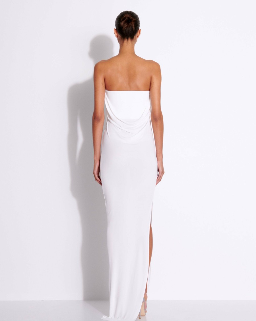 Clearance Layered Strapless Drape Corset Column Gown In Viscose Jersey Gowns