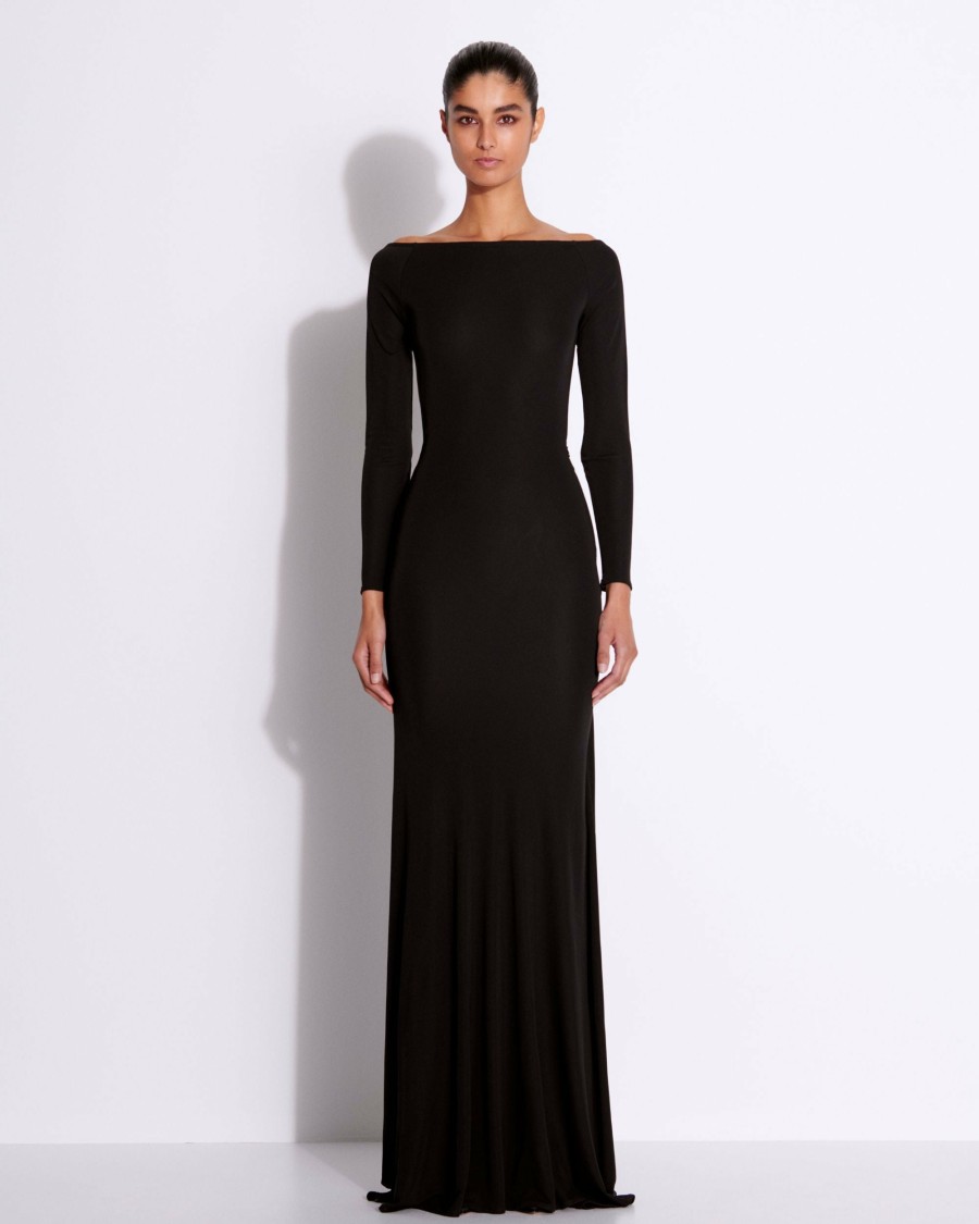 Best Long Sleeve Open Back Gown In Viscose Jersey Gowns