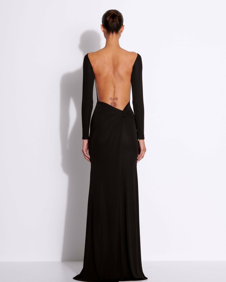 Best Long Sleeve Open Back Gown In Viscose Jersey Gowns