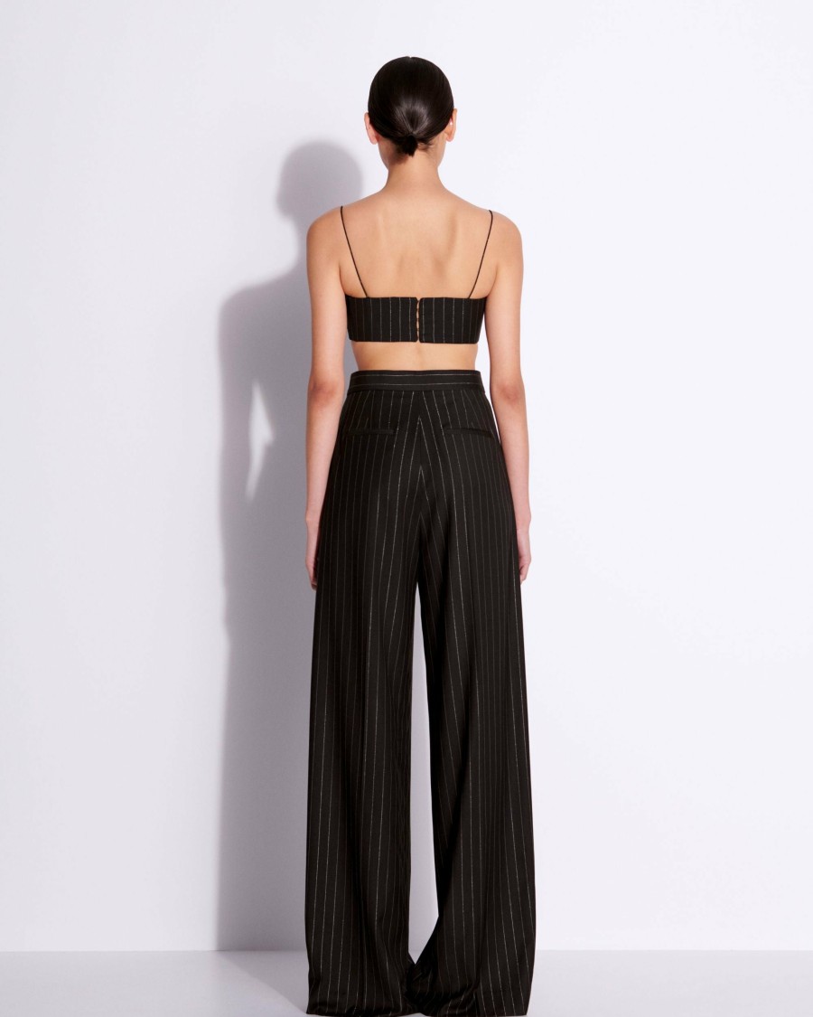 Hot Pleated Trouser In Lurex Pinstripe Trousers & Shorts