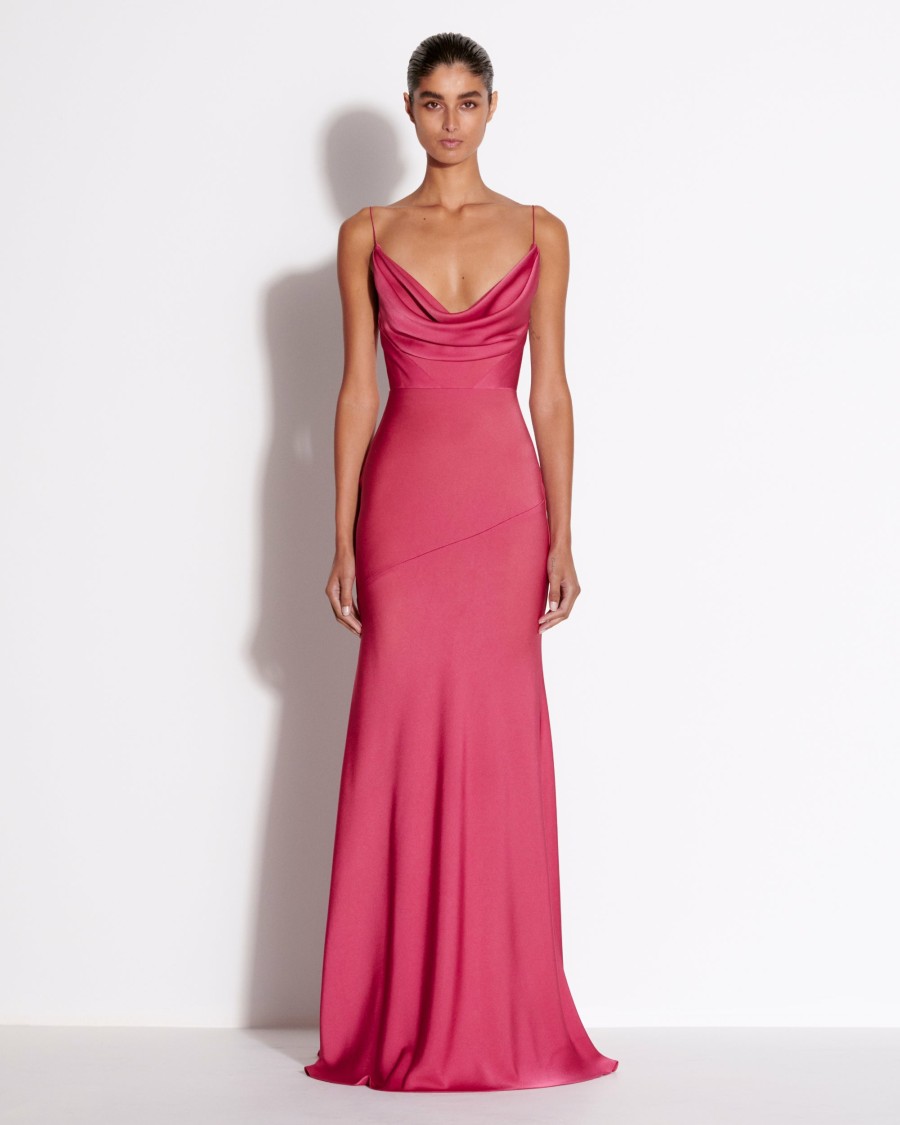 Best Bikini Cowl Drape Gown In Satin Crepe Gowns