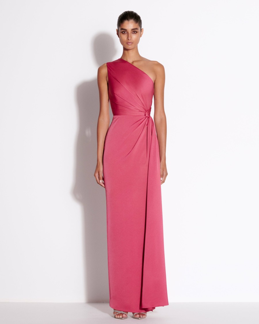 Clearance One Shoulder Twist Column In Satin Crepe Gowns