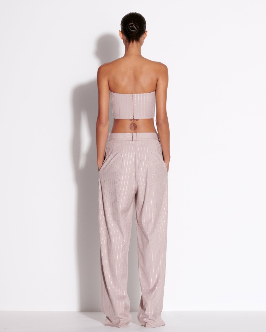 New Low Rise Pleat Trouser In Crystal Pinstripe Trousers & Shorts