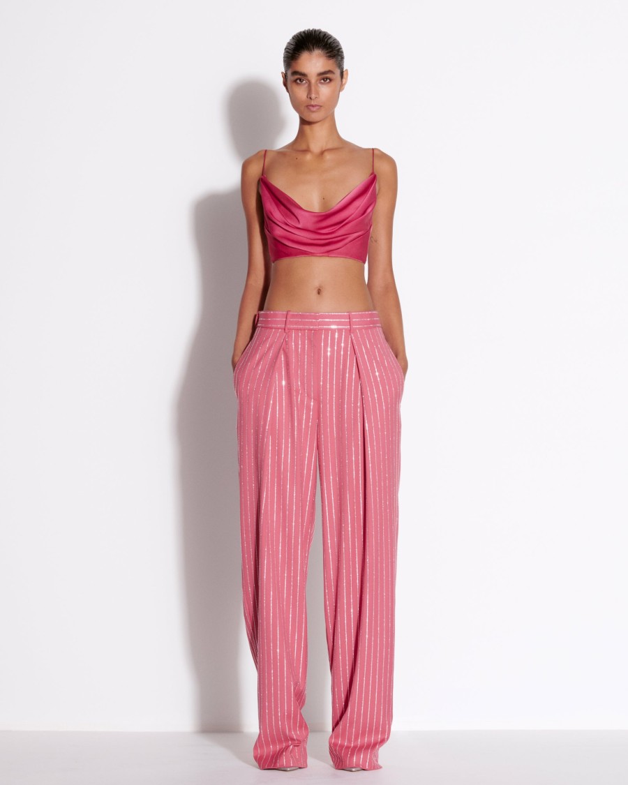 Wholesale Low Rise Pleat Trouser In Crystal Pinstripe Trousers & Shorts