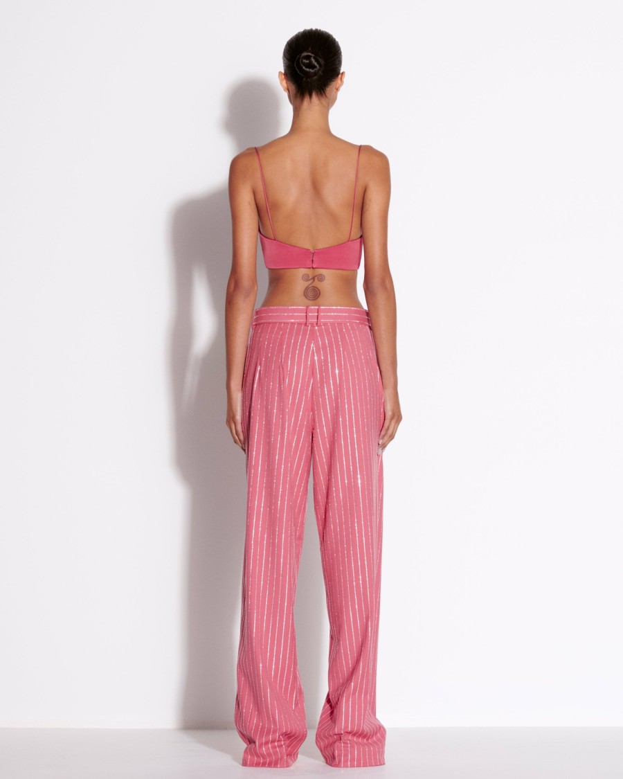 Wholesale Low Rise Pleat Trouser In Crystal Pinstripe Trousers & Shorts